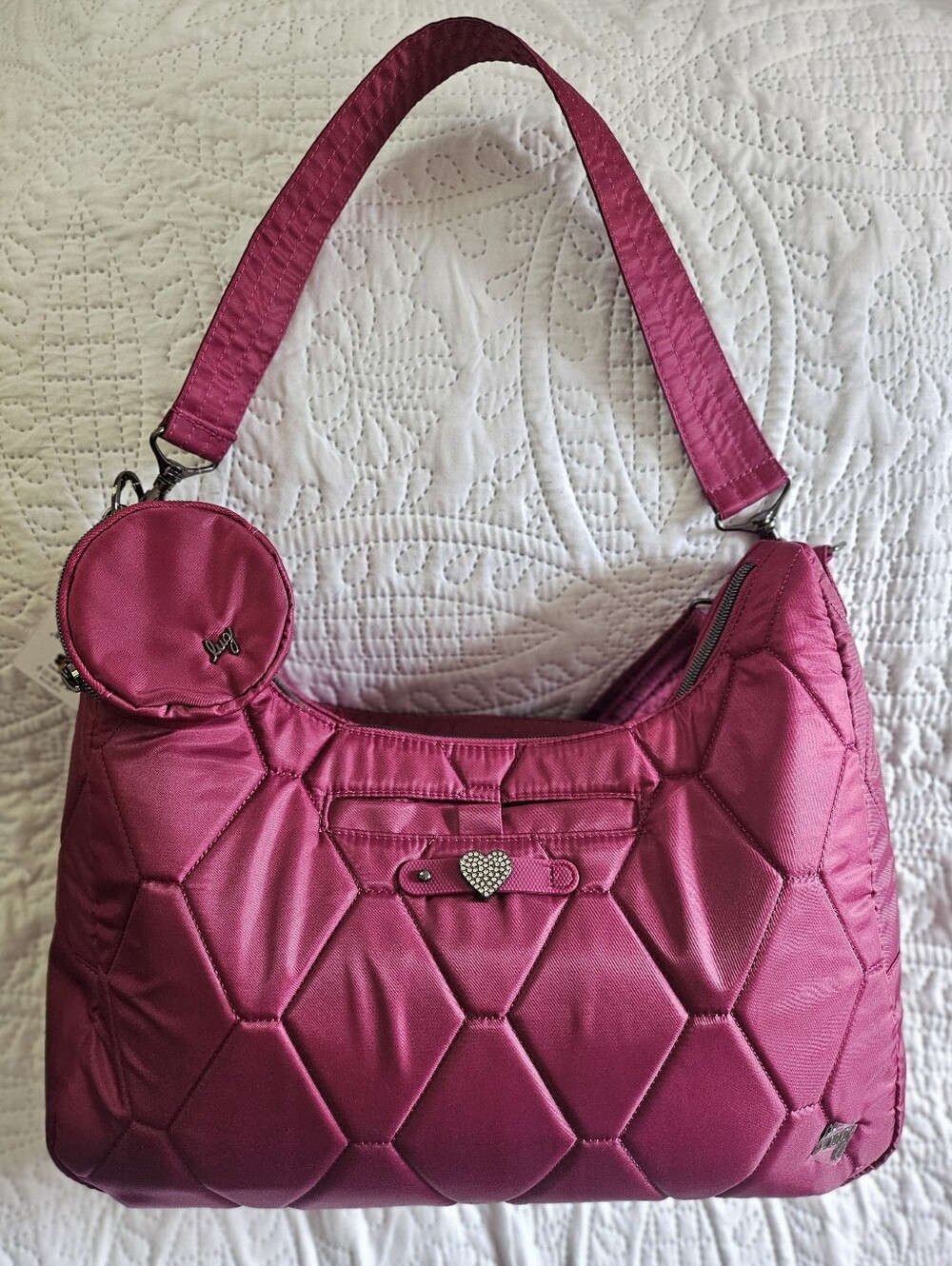 NWT Lug Raspberry Winger Set: Bag, shoulder strap, crossbody strap & coin pouch